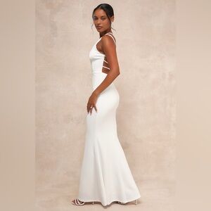 lulus ephemeral allure ivory lace maxi dress | Dresses | Lulus Navy Blue Overlay Halter Long Gown Xs White dress